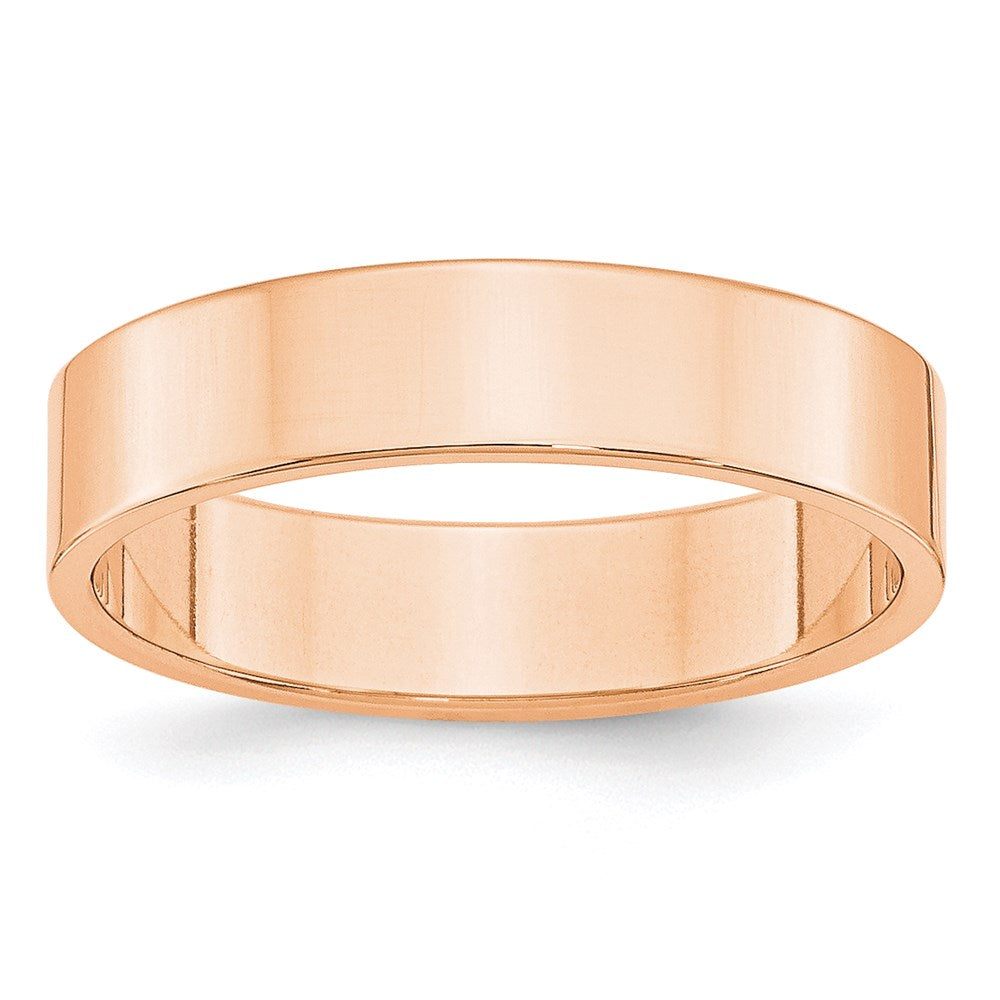 10k Rose Gold 5mm Lightweight Flat Wedding Band Size 10