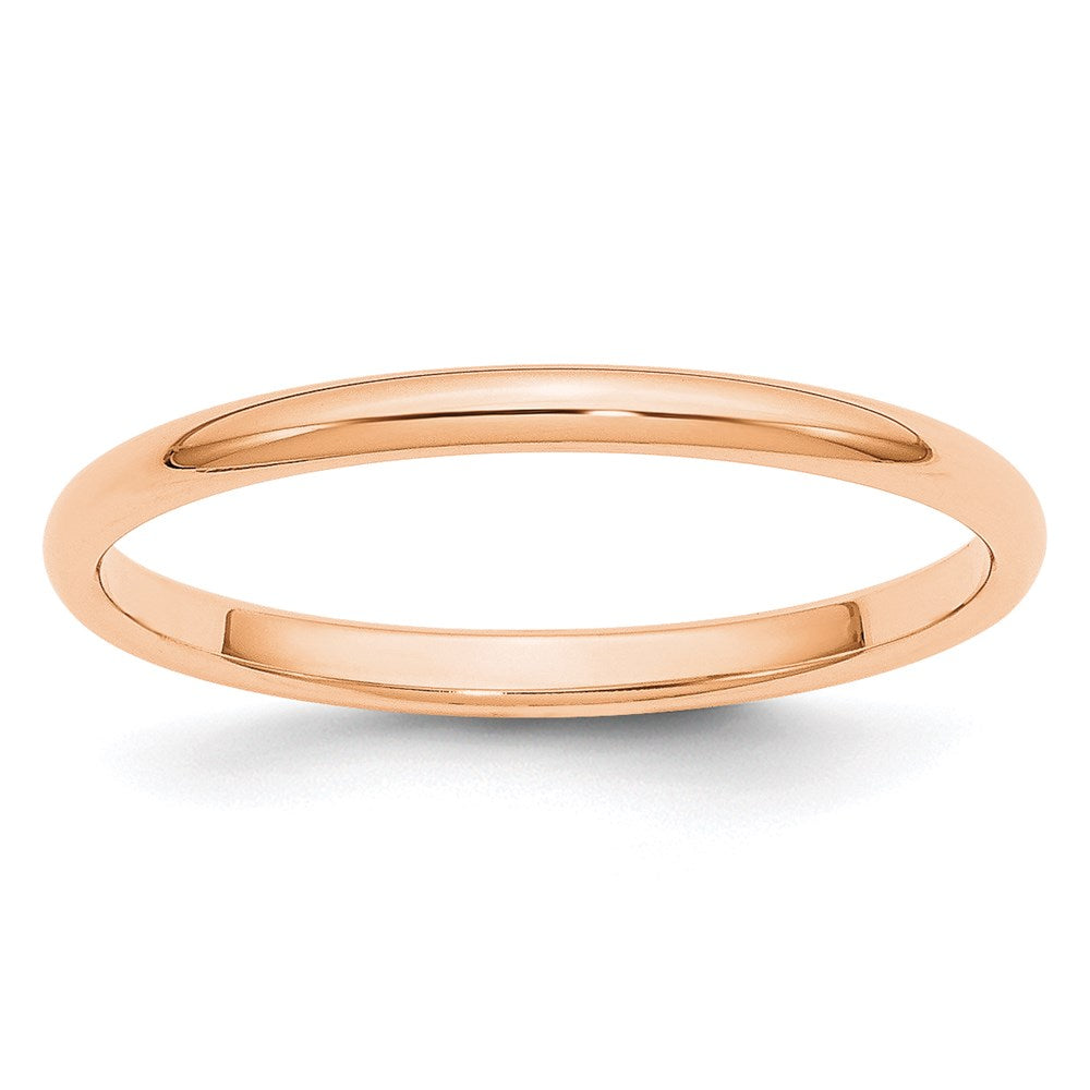 10k Rose Gold 2mm Half Round Wedding Band Size 6.5
