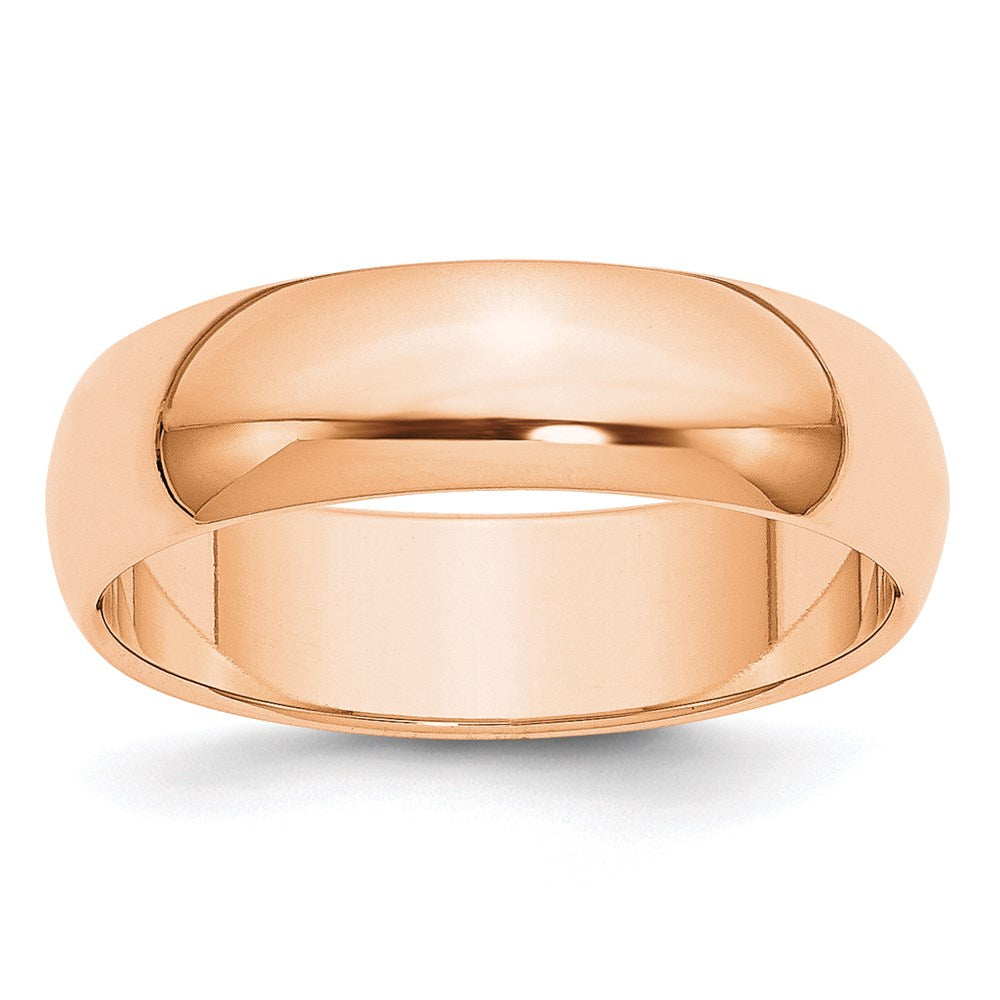 10k Rose Gold 6mm Half Round Wedding Band Size 13