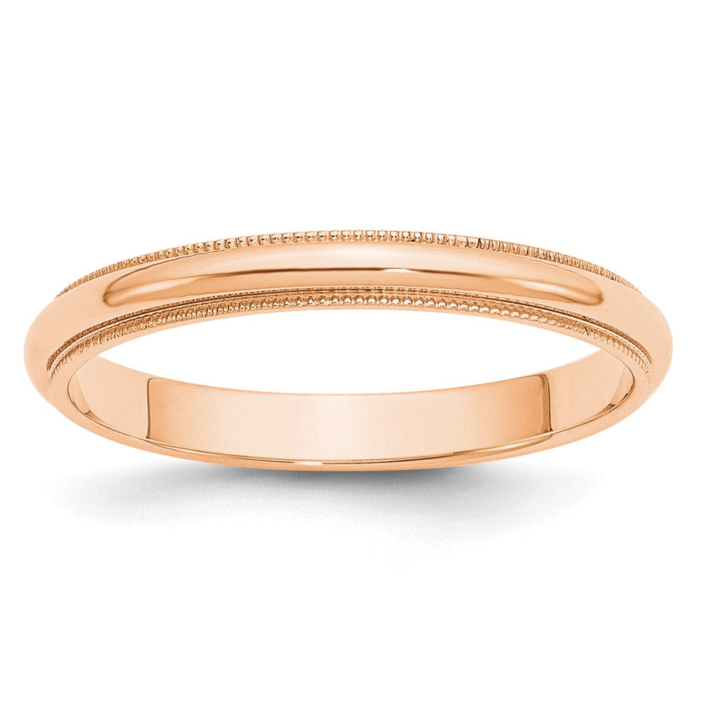 10k Rose Gold 3mm Milgrain Half Round Wedding Band Size 10