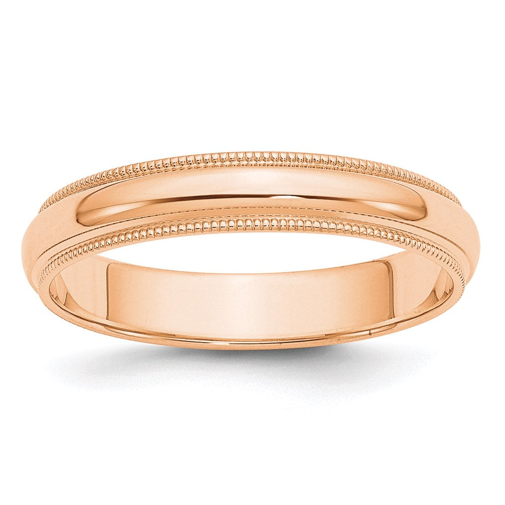 10k Rose Gold 4mm Milgrain Half Round Wedding Band Size 12.5