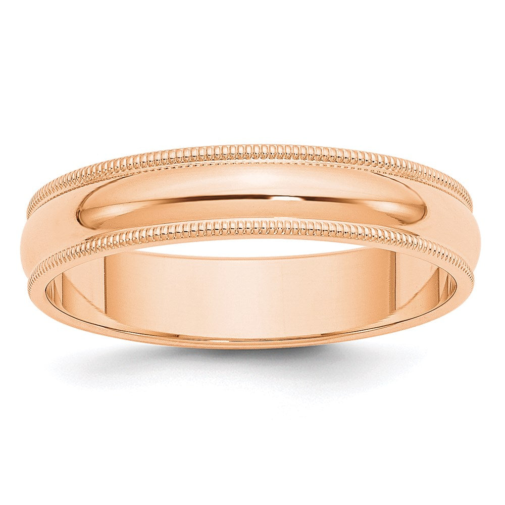 10k Rose Gold 5mm Milgrain Half Round Wedding Band Size 6