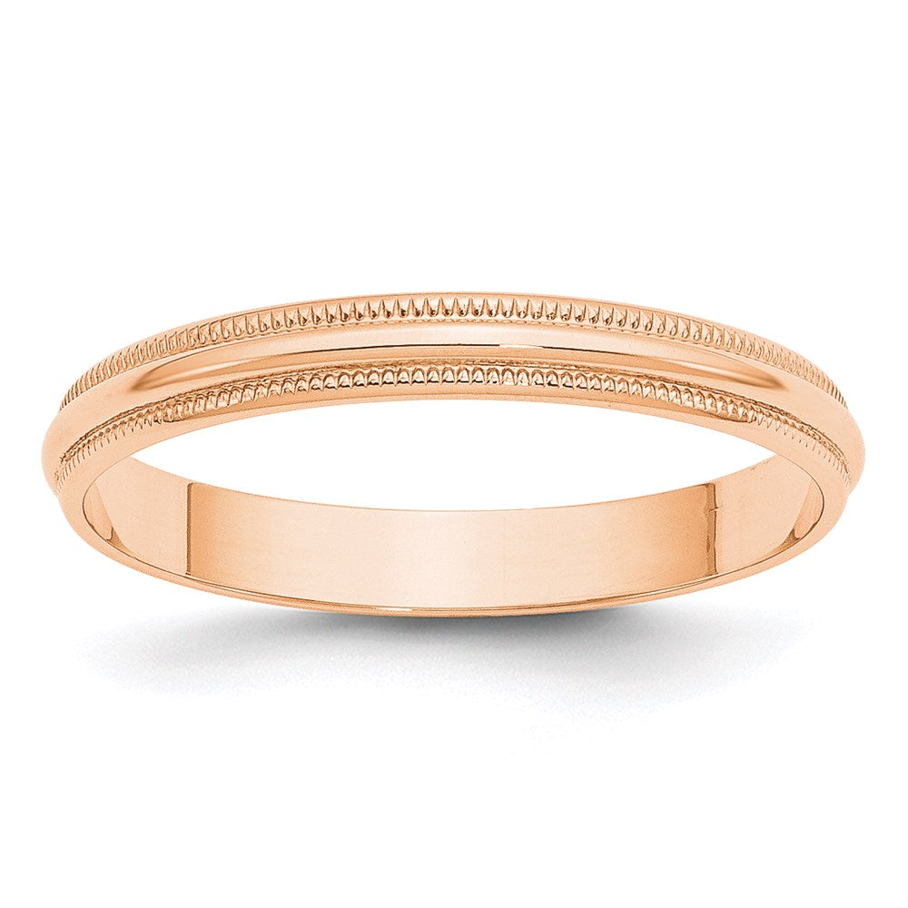 10k Rose Gold 3mm Lightweight Milgrain Half Round Wedding Band Size 4