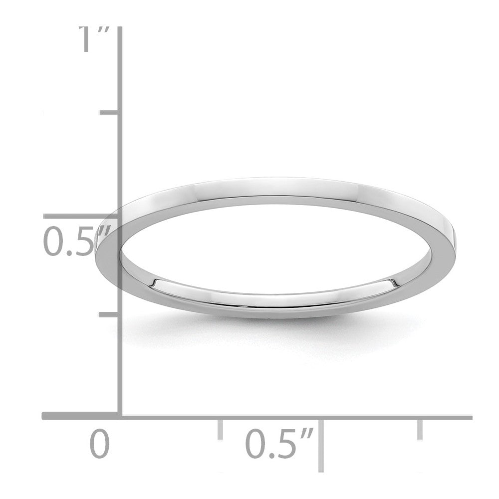 10K White Gold 1.2mm Flat Polished Stackable Band Size 10