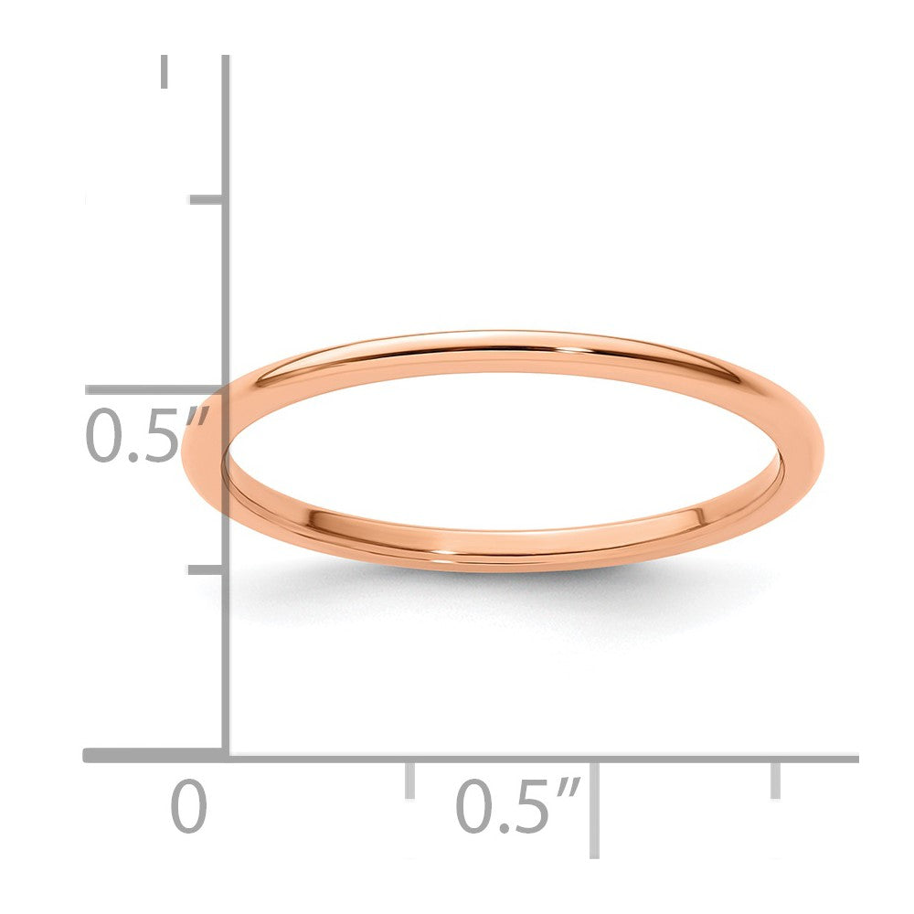 10K Rose Gold 1.2mm Half Round Polished Stackable Band Size 5.5