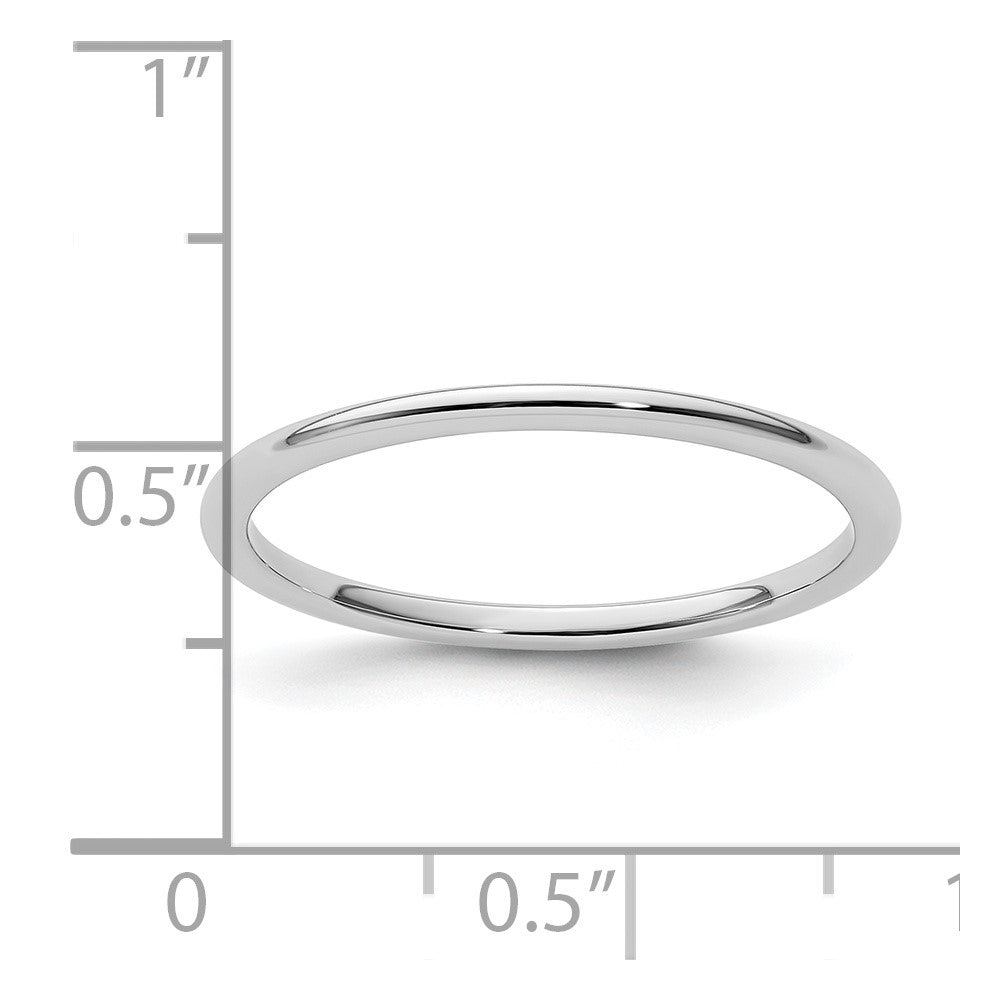 10K White Gold 1.2mm Half Round Polished Stackable Band Size 6