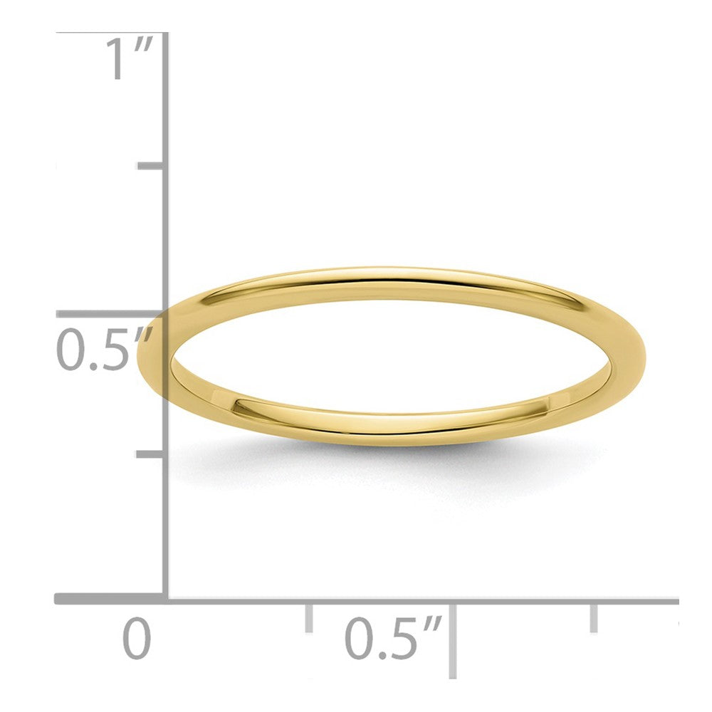 10K Yellow Gold 1.2mm Half Round Polished Stackable Band Size 5