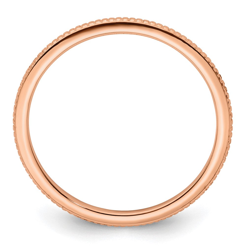 10K Rose Gold 1.2mm Beaded Stackable Band Size 5