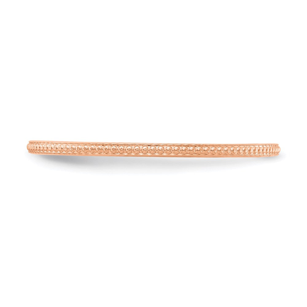 10K Rose Gold 1.2mm Beaded Stackable Band Size 9
