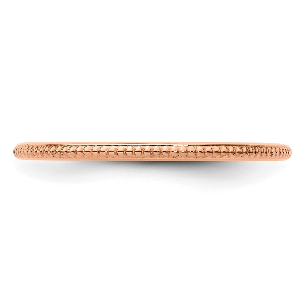 10K Rose Gold 1.2mm Beaded Stackable Band Size 5