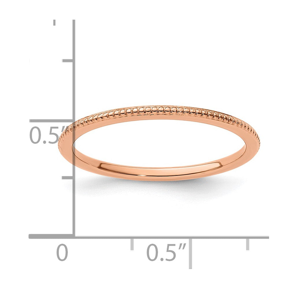 10K Rose Gold 1.2mm Beaded Stackable Band Size 8.5
