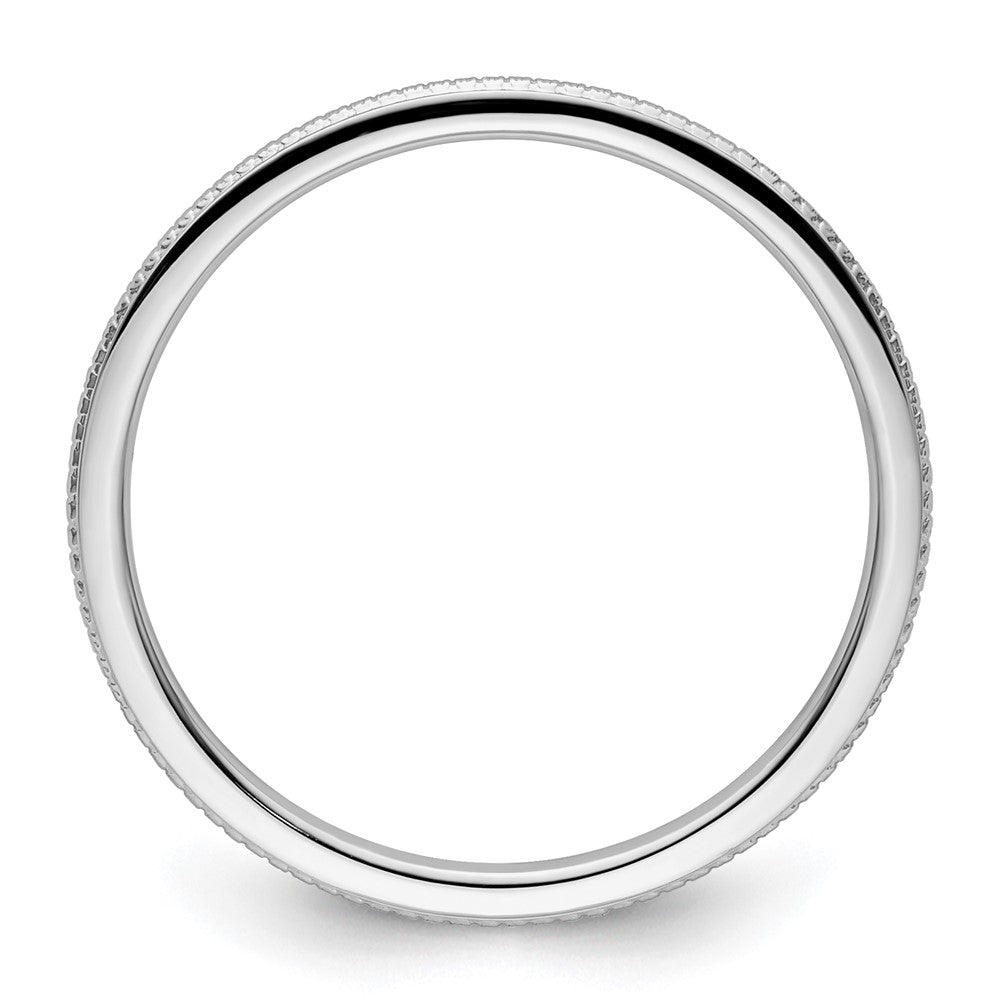 10K White Gold 1.2mm Beaded Stackable Band Size 8.5