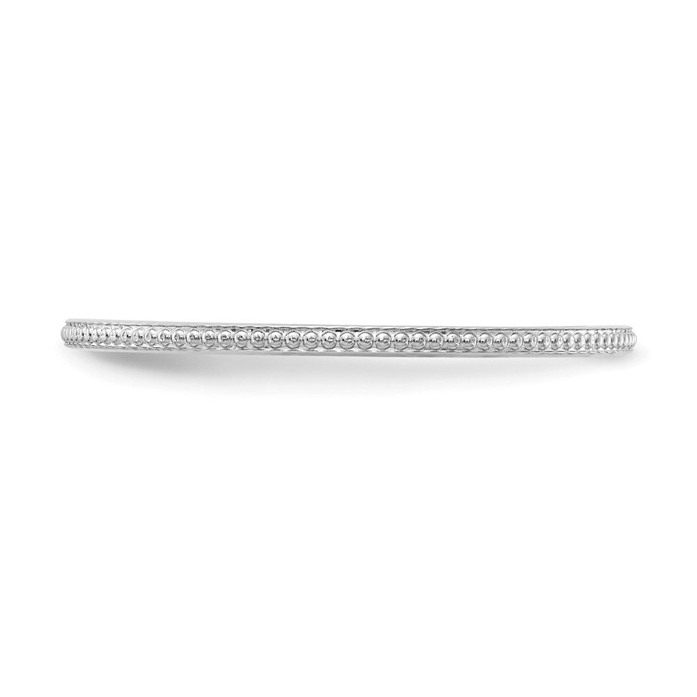 10K White Gold 1.2mm Beaded Stackable Band Size 8.5