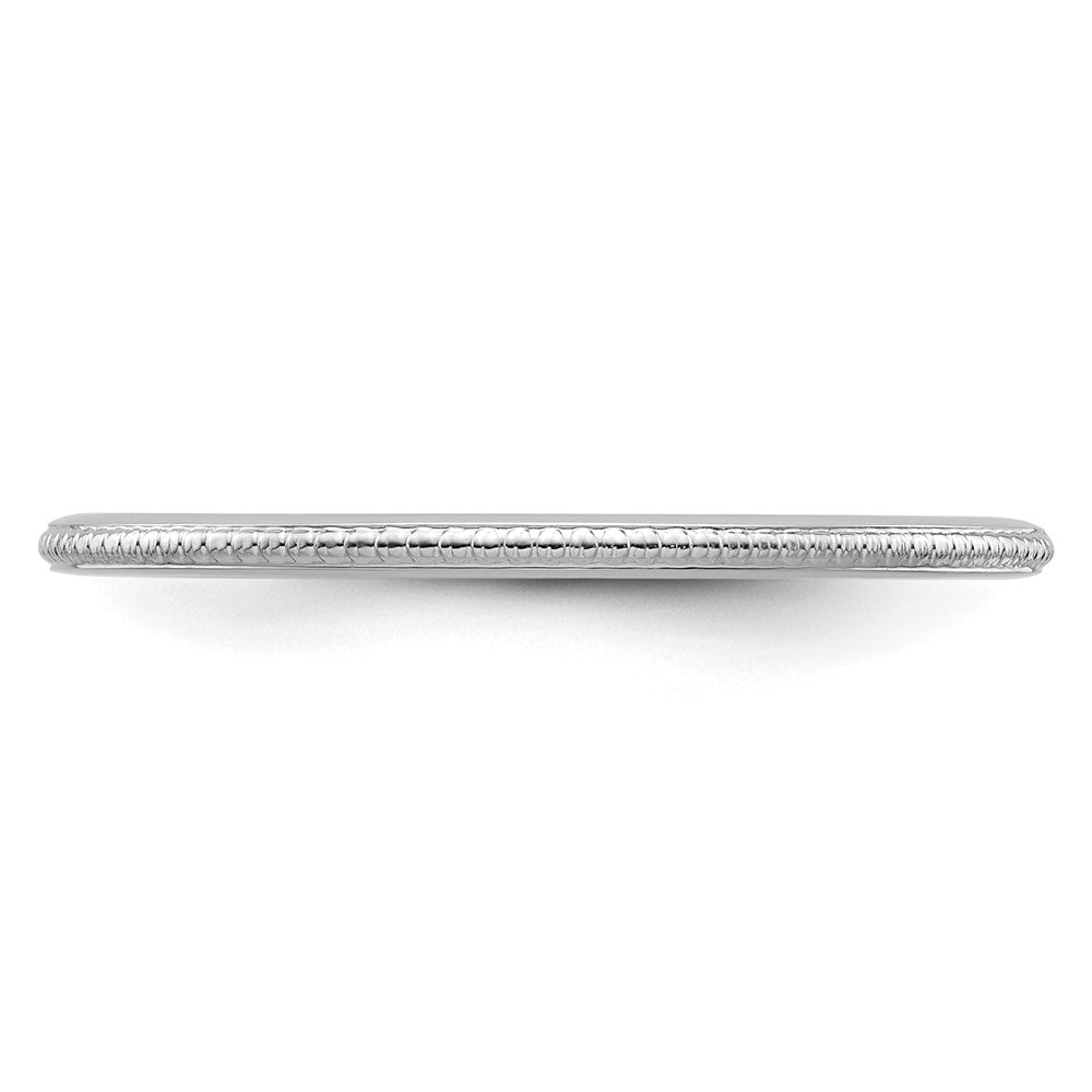 10K White Gold 1.2mm Beaded Stackable Band Size 5.5