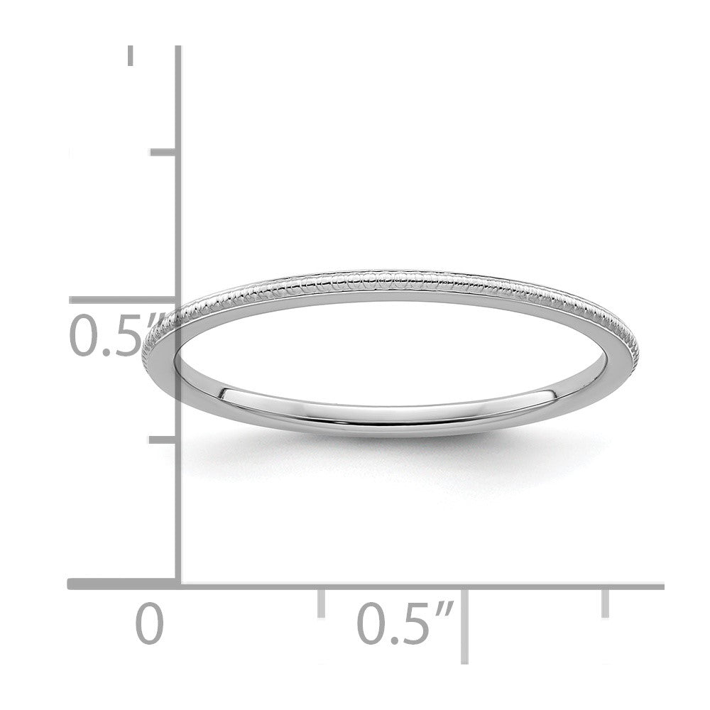 10K White Gold 1.2mm Beaded Stackable Band Size 7.5