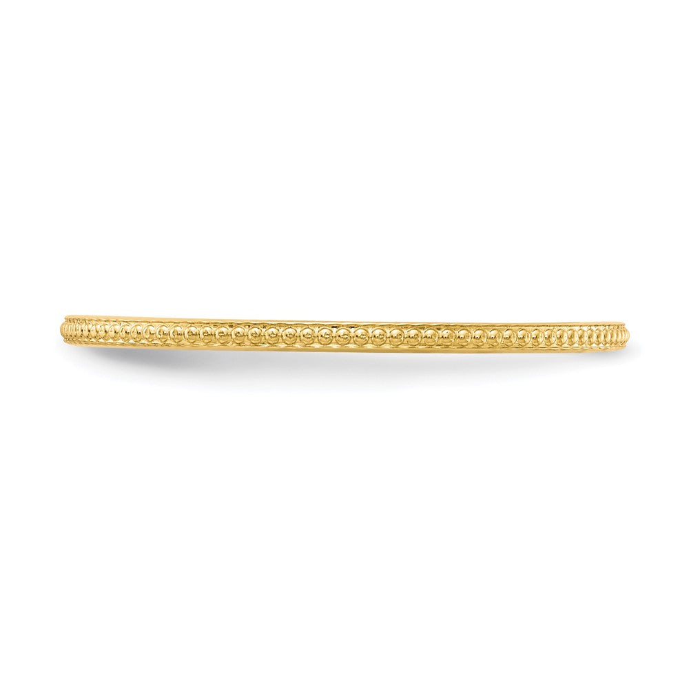 10K Yellow Gold 1.2mm Beaded Stackable Band Size 8