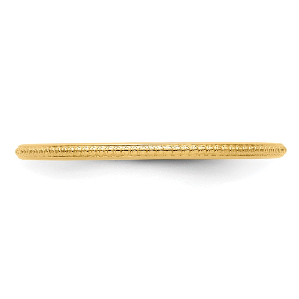 10K Yellow Gold 1.2mm Beaded Stackable Band Size 7