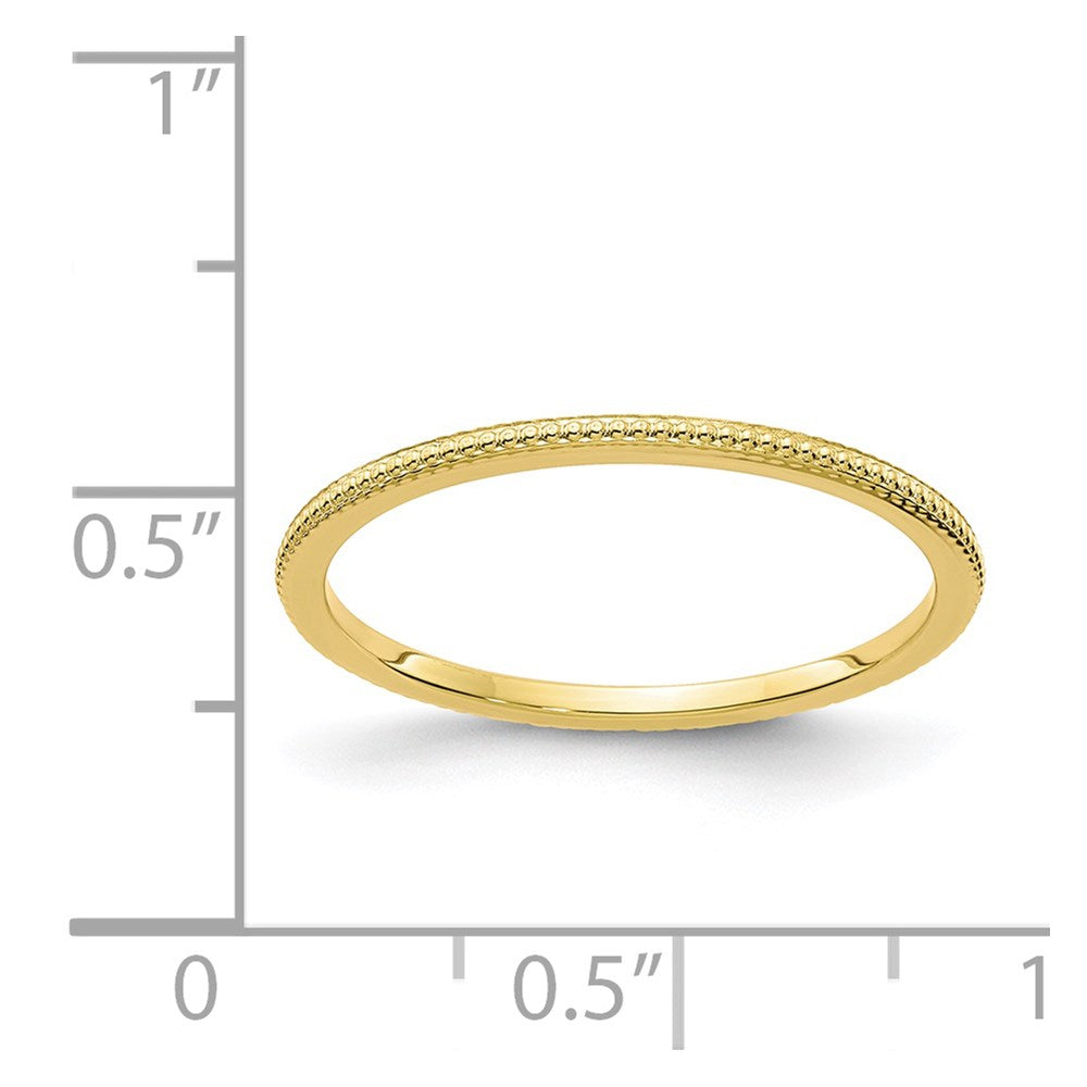 10K Yellow Gold 1.2mm Beaded Stackable Band Size 10