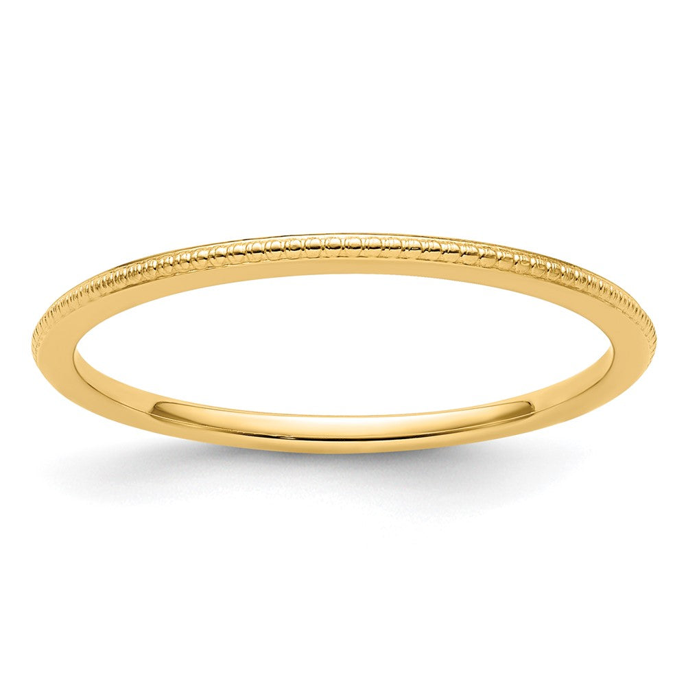 10K Yellow Gold 1.2mm Beaded Stackable Band Size 8