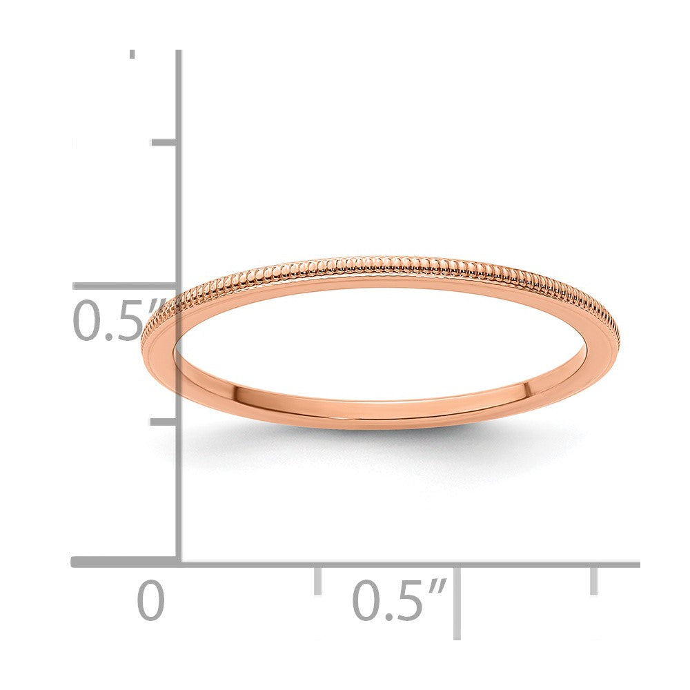 10K Rose Gold 1.2mm Milgrain Stackable Band Size 9.5