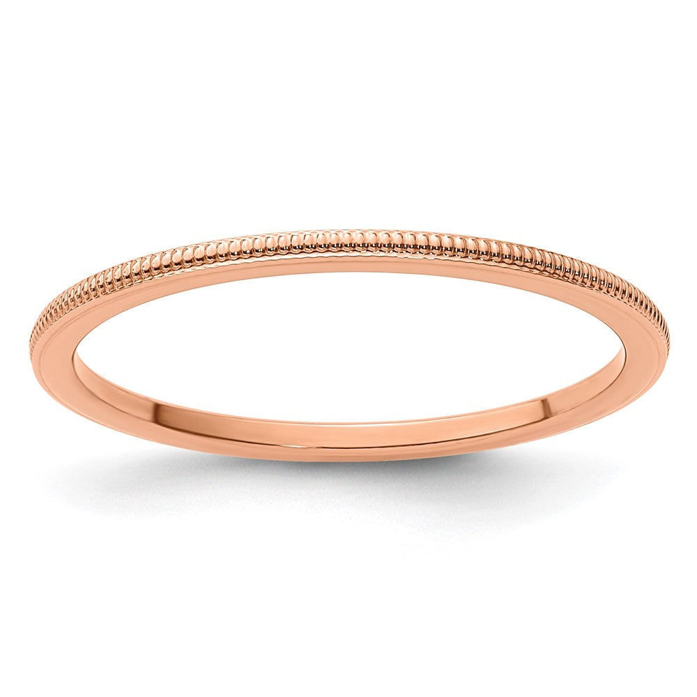 10K Rose Gold 1.2mm Milgrain Stackable Band Size 5