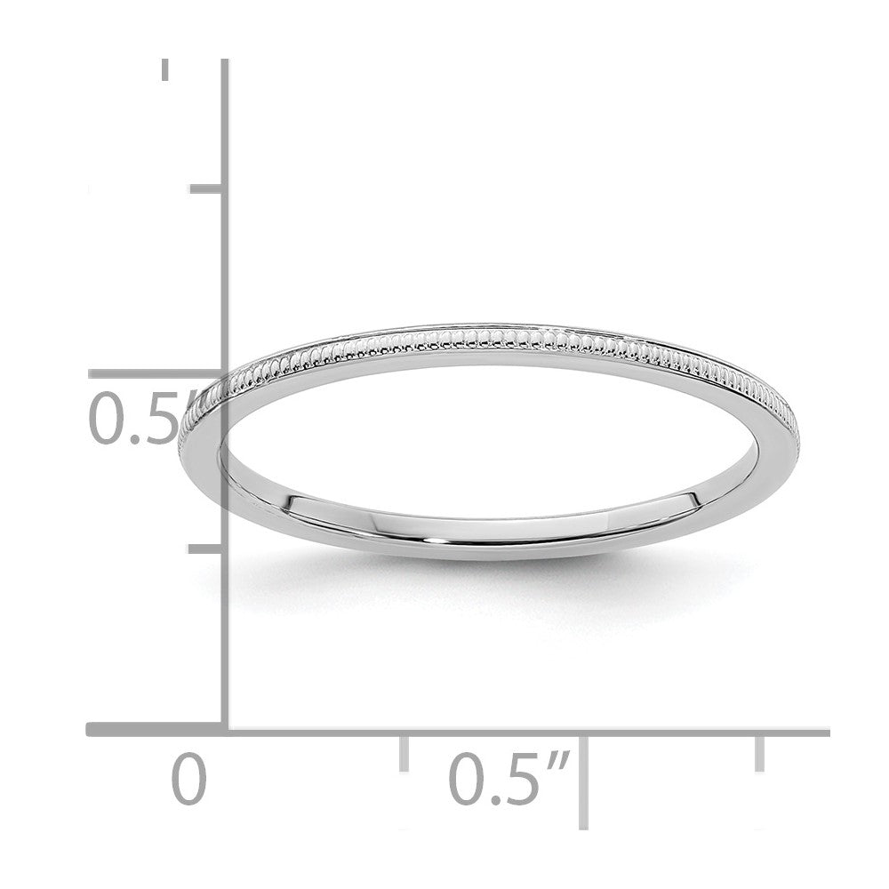 10K White Gold 1.2mm Milgrain Stackable Band Size 4