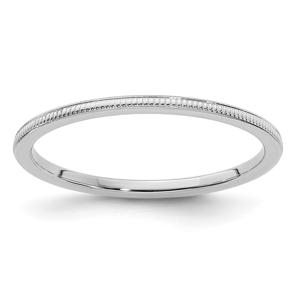 10K White Gold 1.2mm Milgrain Stackable Band Size 7