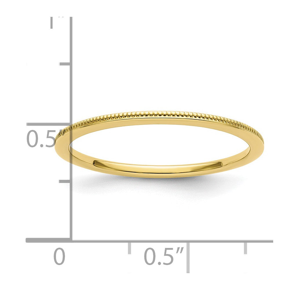 10K Yellow Gold 1.2mm Milgrain Stackable Band Size 7.5