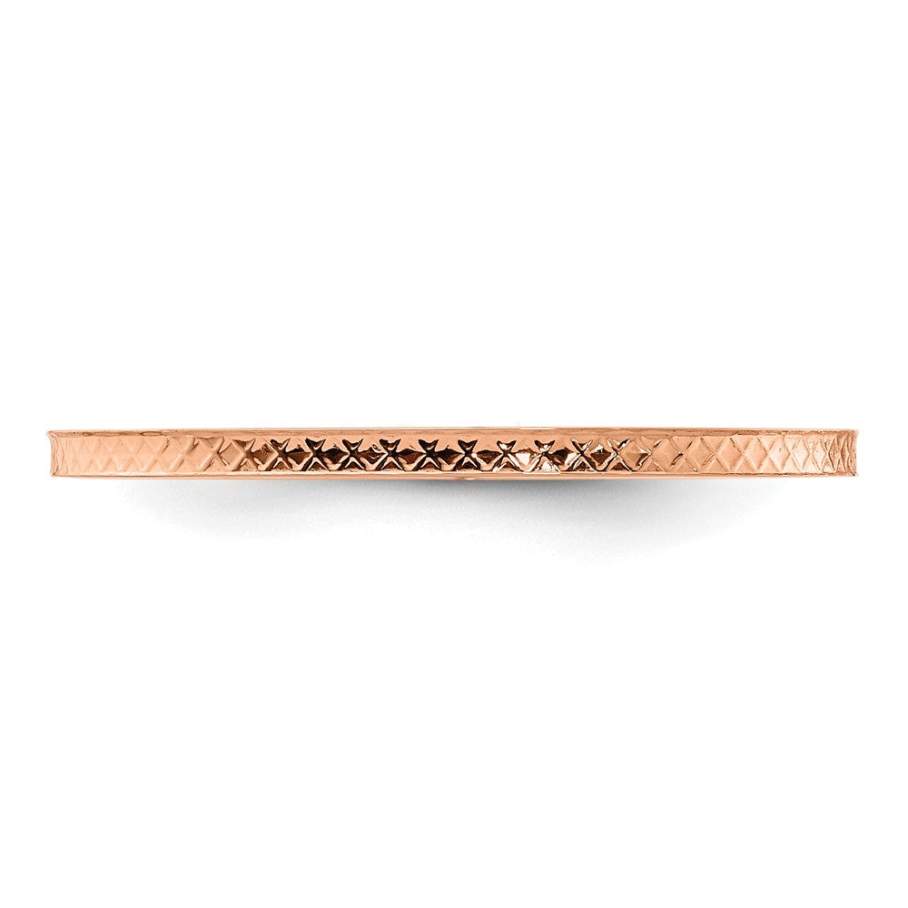 10K Rose Gold 1.2mm Criss-Cross Pattern Stackable Band Size 7