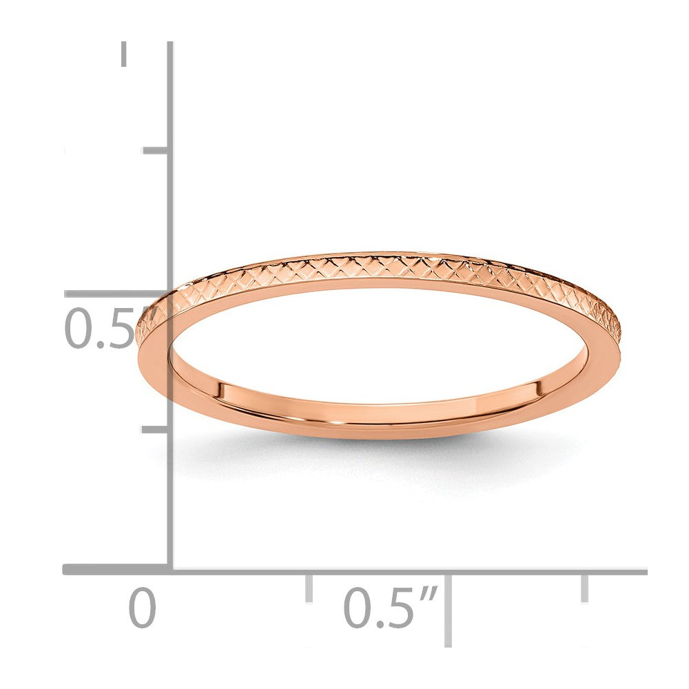 10K Rose Gold 1.2mm Criss-Cross Pattern Stackable Band Size 6.5