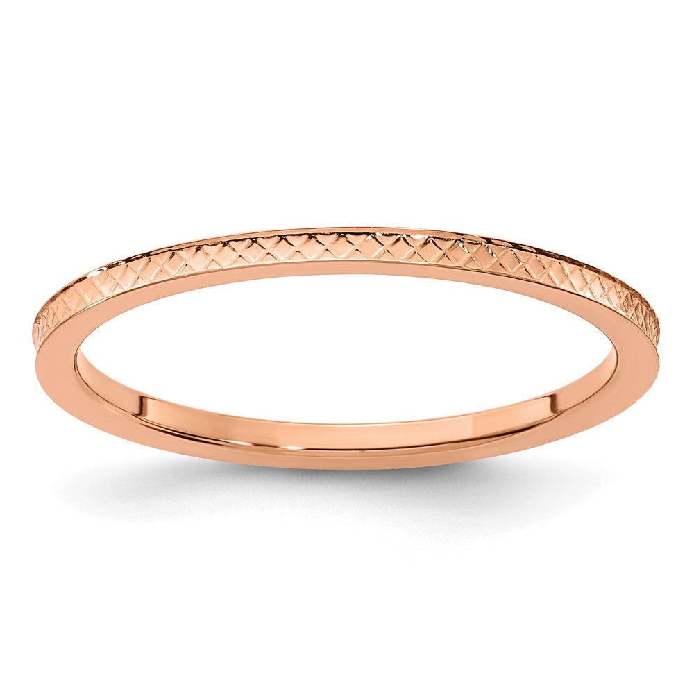 10K Rose Gold 1.2mm Criss-Cross Pattern Stackable Band Size 5