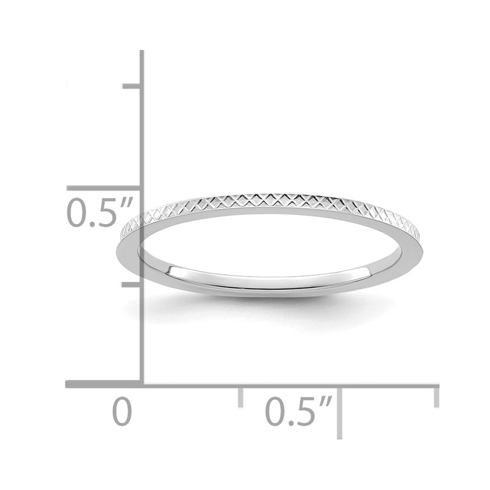 10K White Gold 1.2mm Criss-Cross Pattern Stackable Band Size 9.5