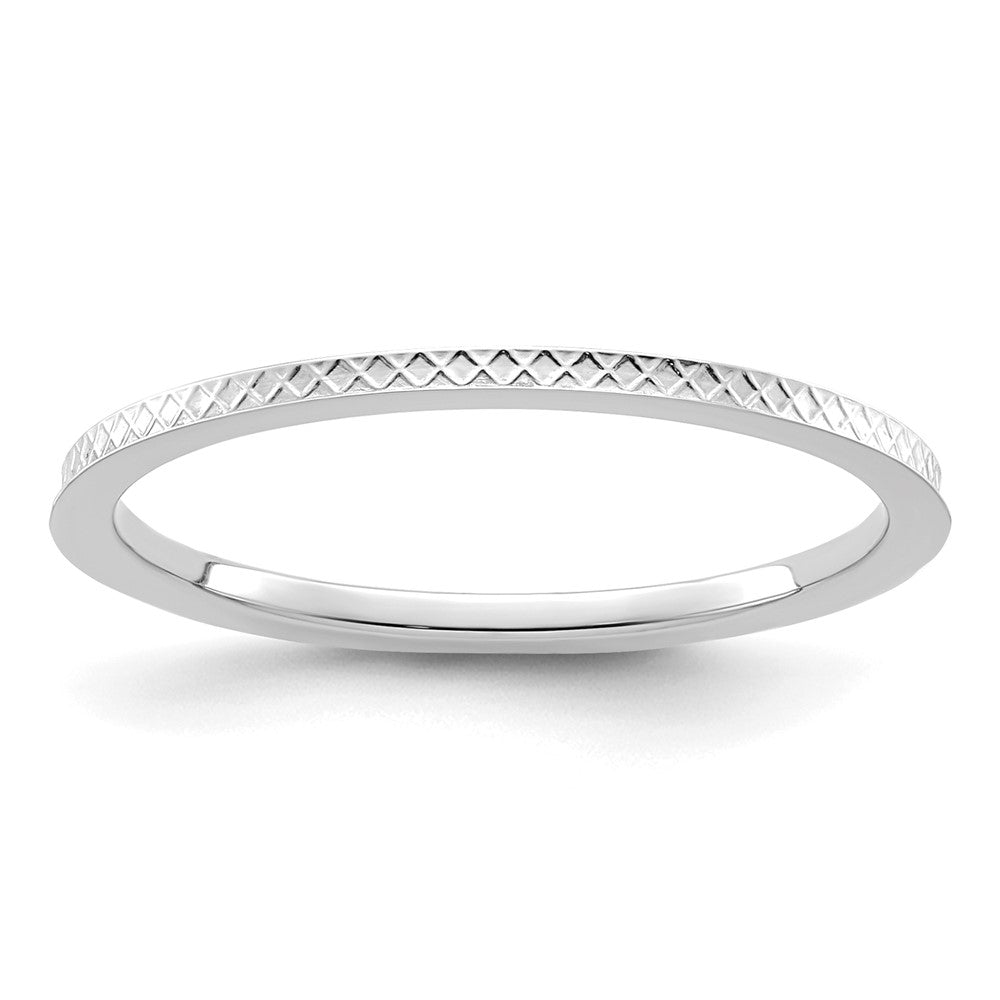10K White Gold 1.2mm Criss-Cross Pattern Stackable Band Size 4.5