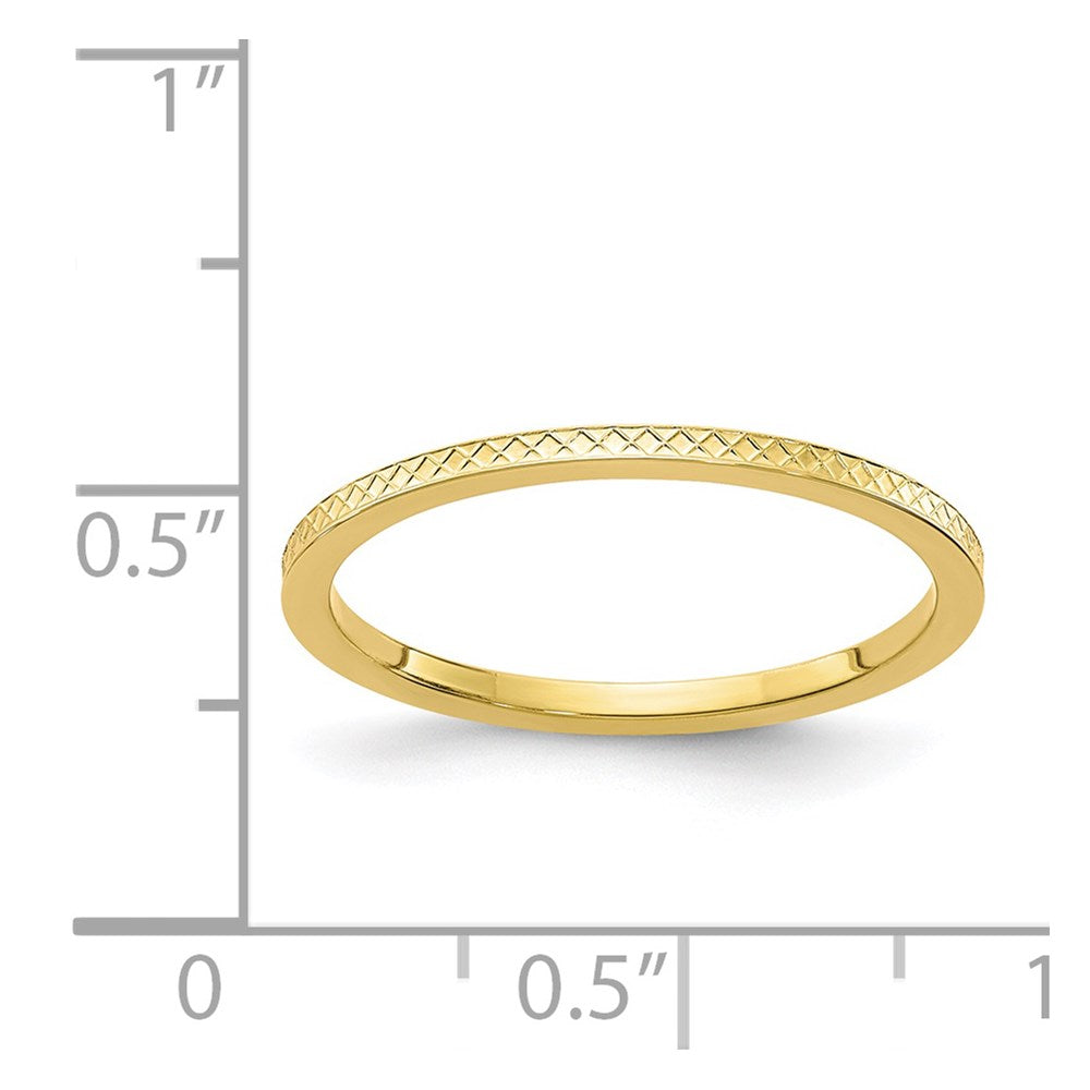 10K Yellow Gold 1.2mm Criss-Cross Pattern Stackable Band Size 8