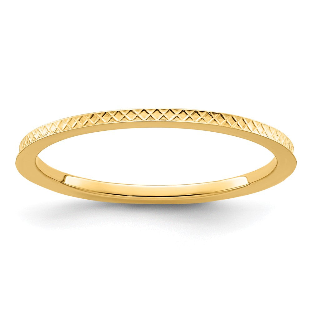 10K Yellow Gold 1.2mm Criss-Cross Pattern Stackable Band Size 7
