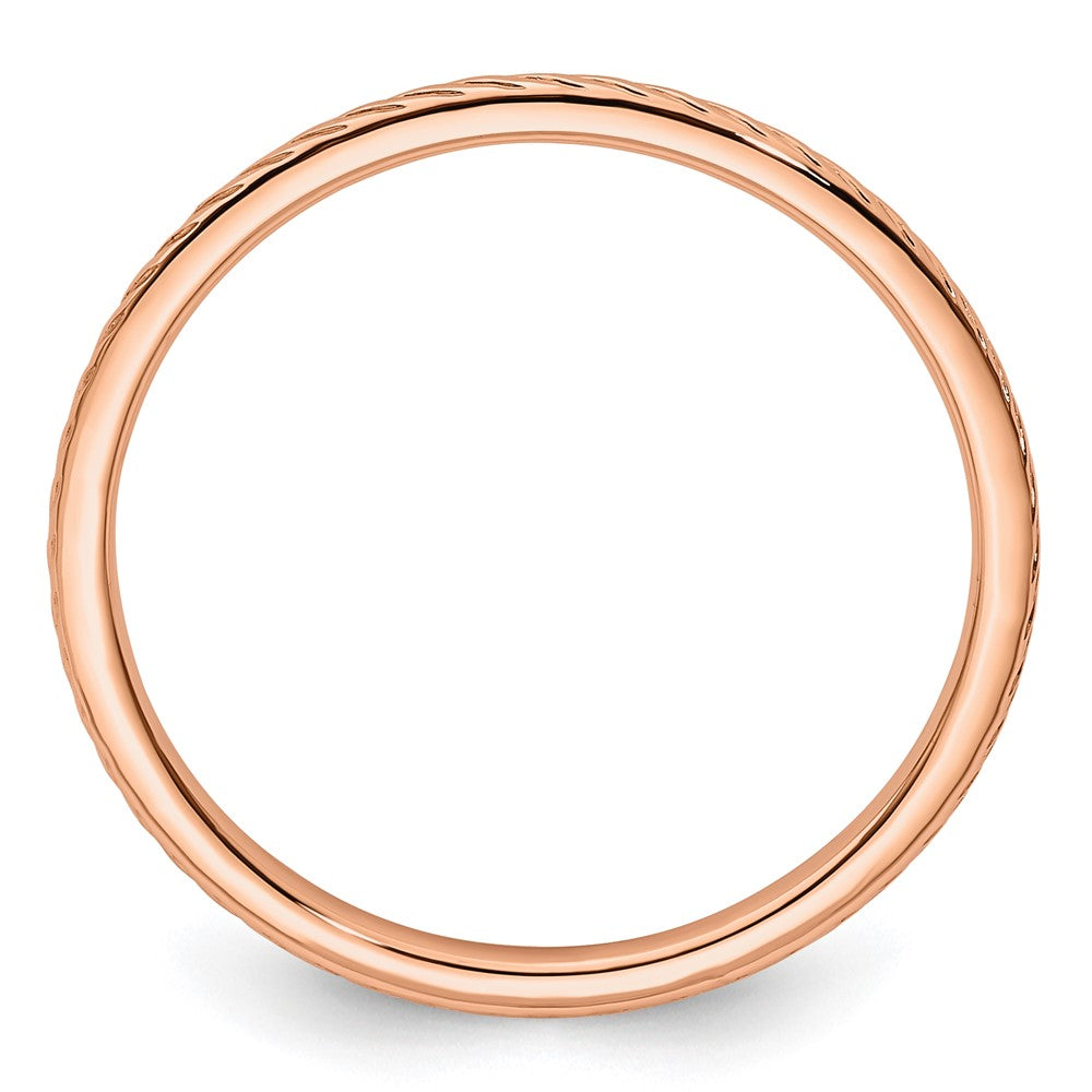 10K Rose Gold 1.2mm Twisted Wire Pattern Stackable Band Size 6