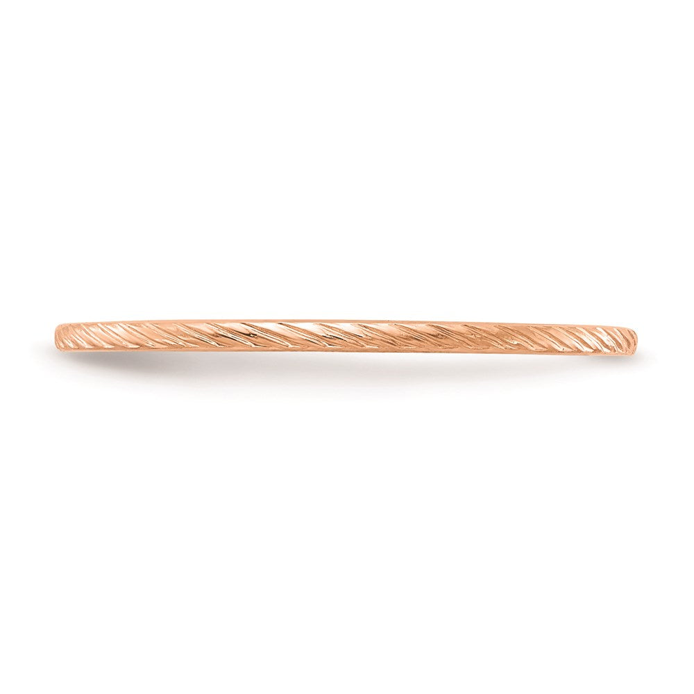 10K Rose Gold 1.2mm Twisted Wire Pattern Stackable Band Size 7.5