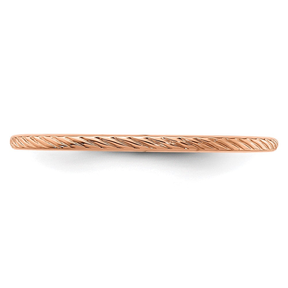 10K Rose Gold 1.2mm Twisted Wire Pattern Stackable Band Size 7