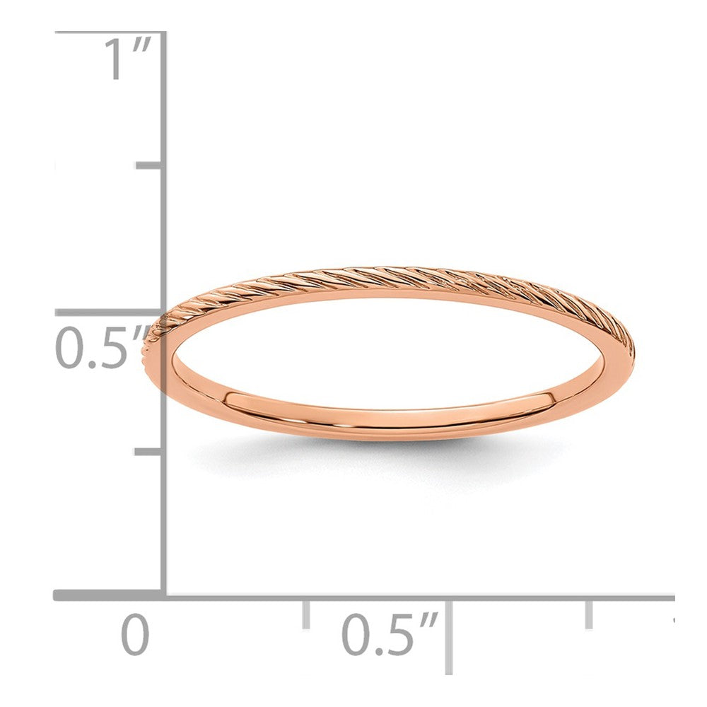 10K Rose Gold 1.2mm Twisted Wire Pattern Stackable Band Size 7.5