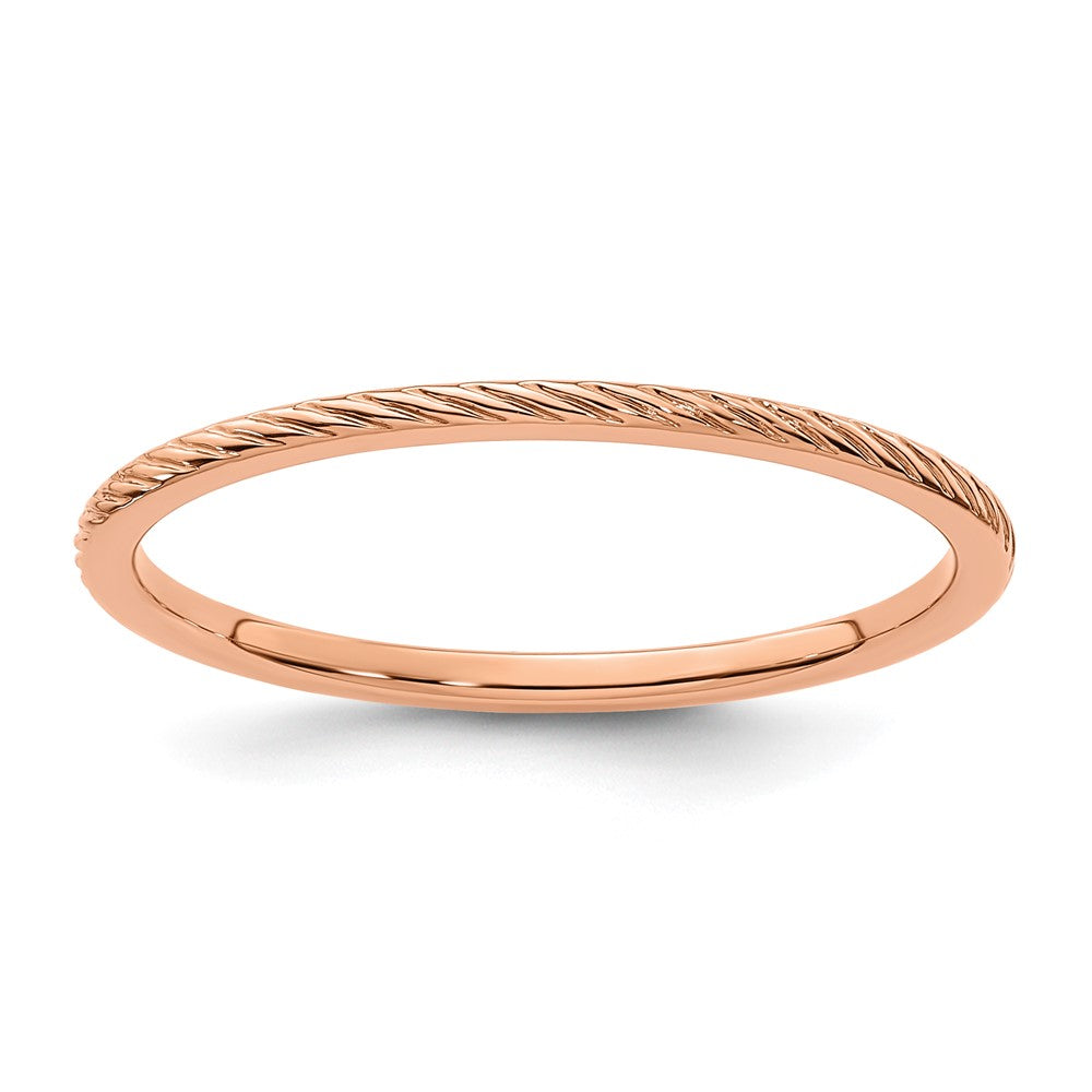 10K Rose Gold 1.2mm Twisted Wire Pattern Stackable Band Size 7.5