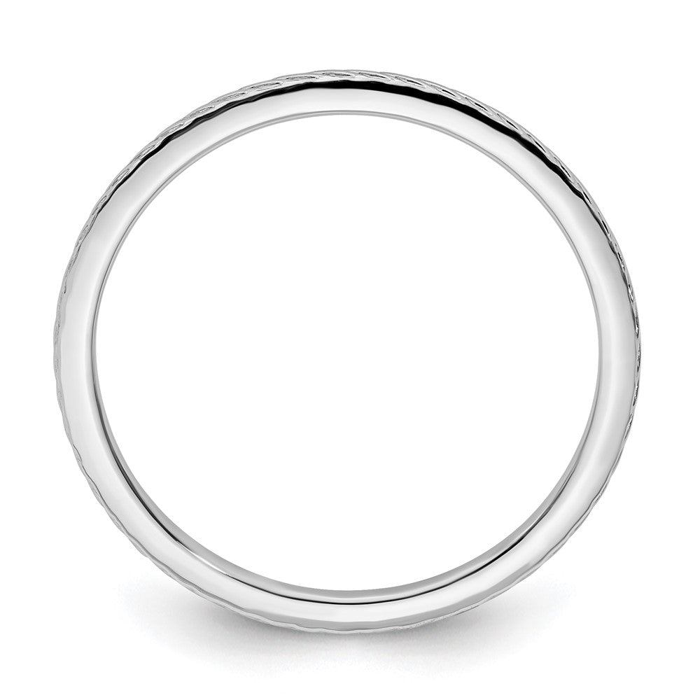 10K White Gold 1.2mm Twisted Wire Pattern Stackable Band Size 8