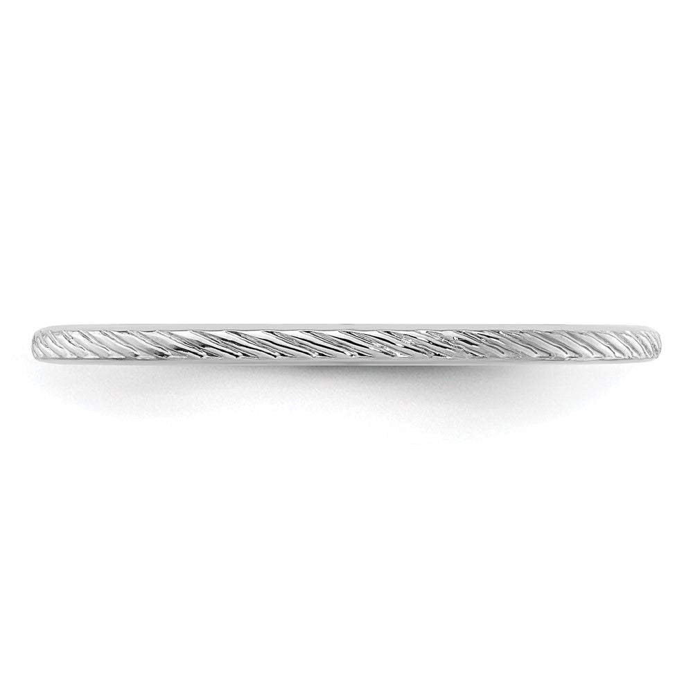 10K White Gold 1.2mm Twisted Wire Pattern Stackable Band Size 7