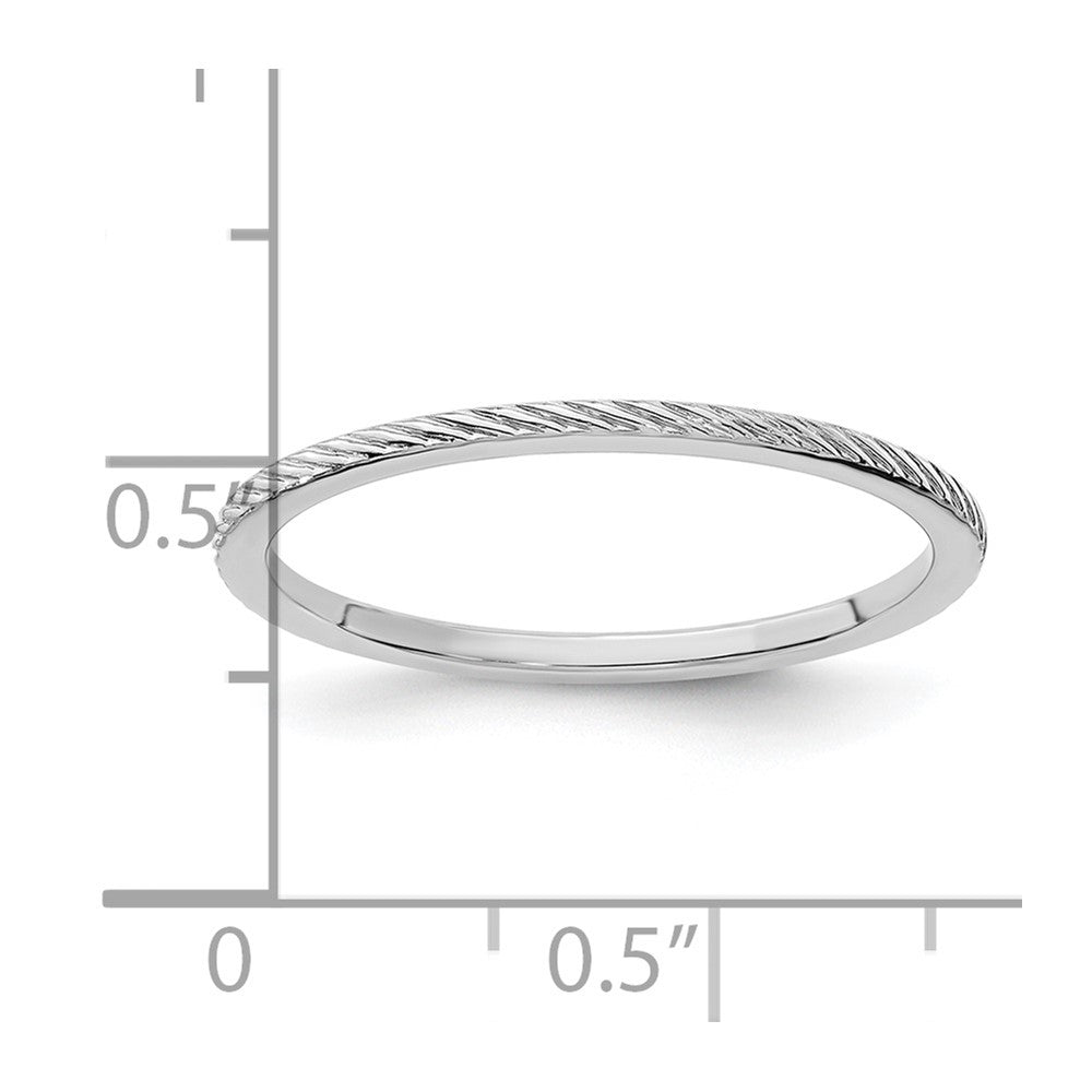 10K White Gold 1.2mm Twisted Wire Pattern Stackable Band Size 4.5