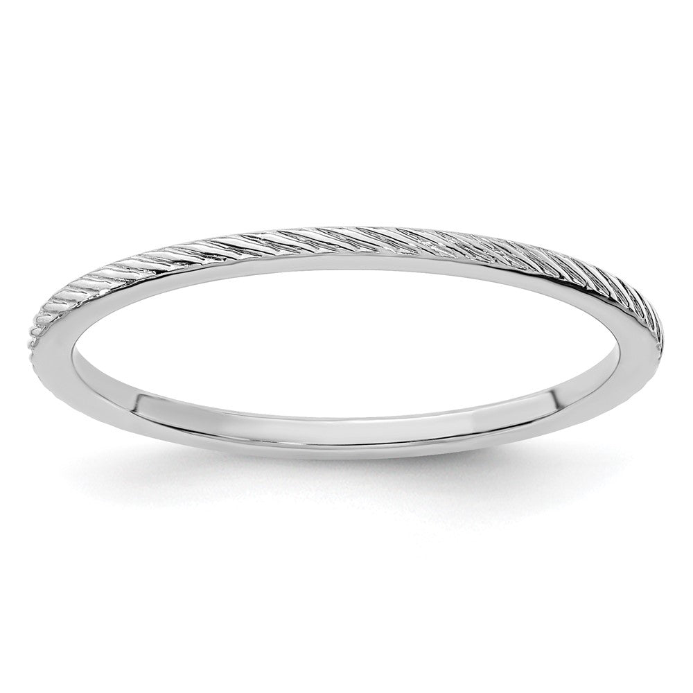 10K White Gold 1.2mm Twisted Wire Pattern Stackable Band Size 4.5