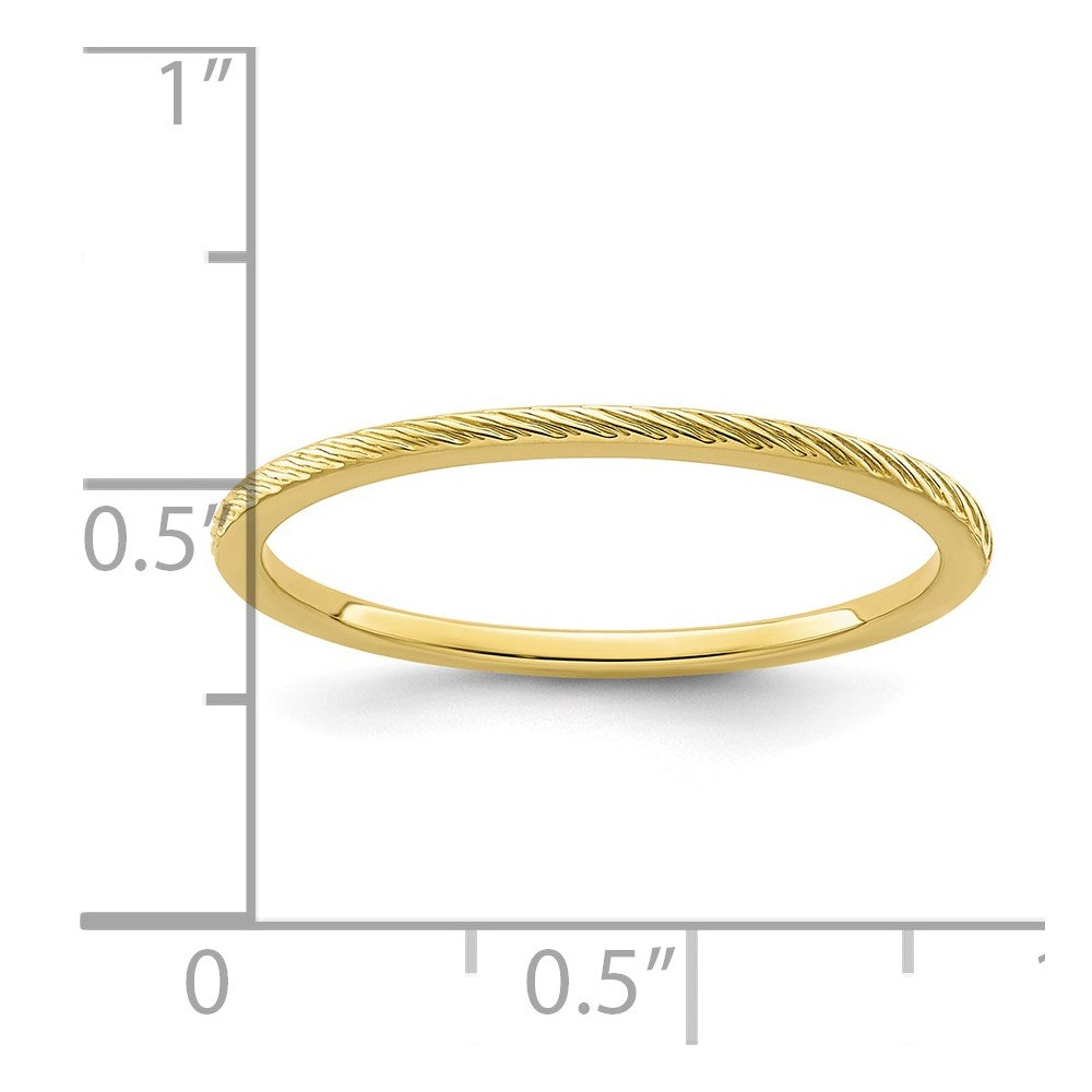 10K Yellow Gold 1.2mm Twisted Wire Pattern Stackable Band Size 7.5