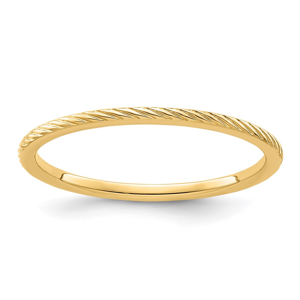 10K Yellow Gold 1.2mm Twisted Wire Pattern Stackable Band Size 4.5