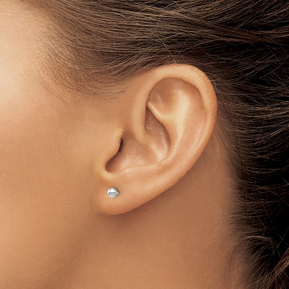 14K White Gold Polished 3mm Ball Post Earrings