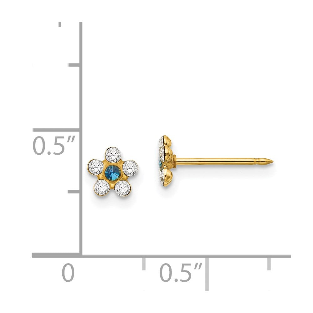 Inverness 14k Clear/Blue Crystal Flower Earrings