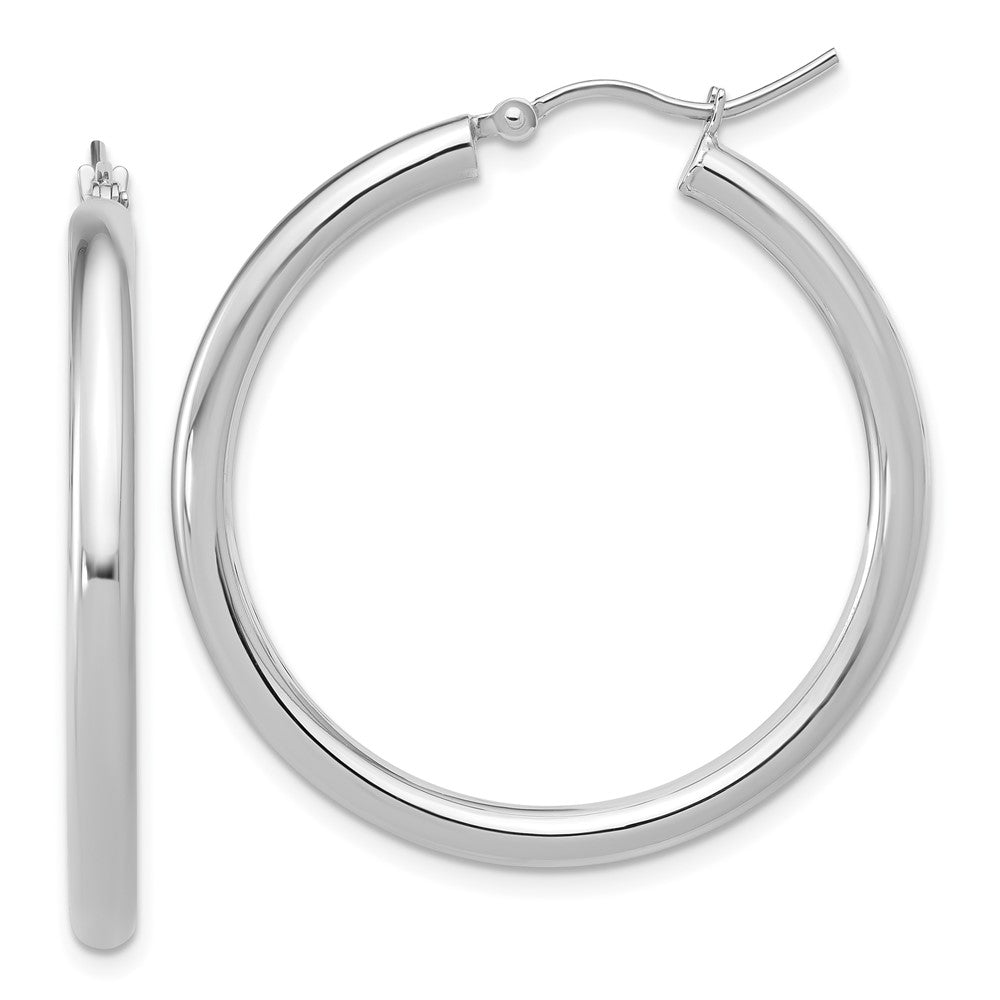 Polished;14K White gold;Hinged post