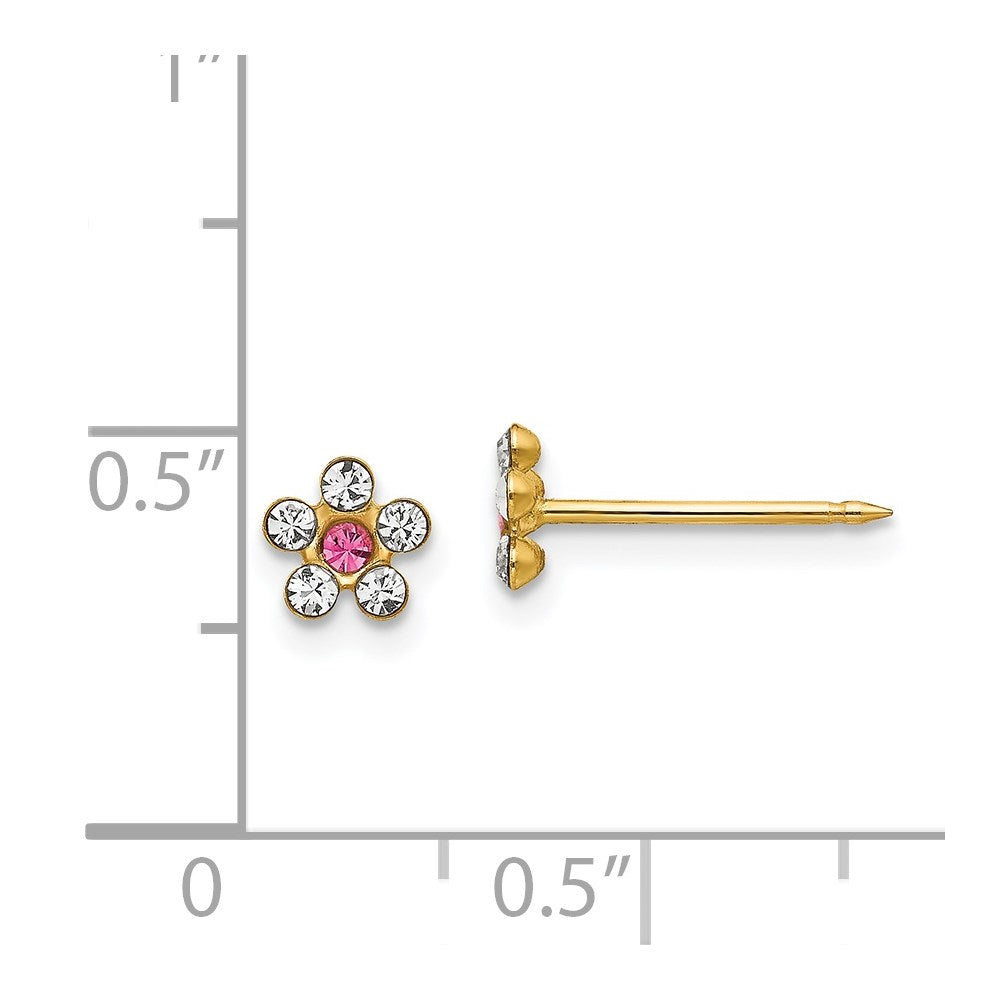 Inverness 14k Clear/Rose Crystal Flower Earrings